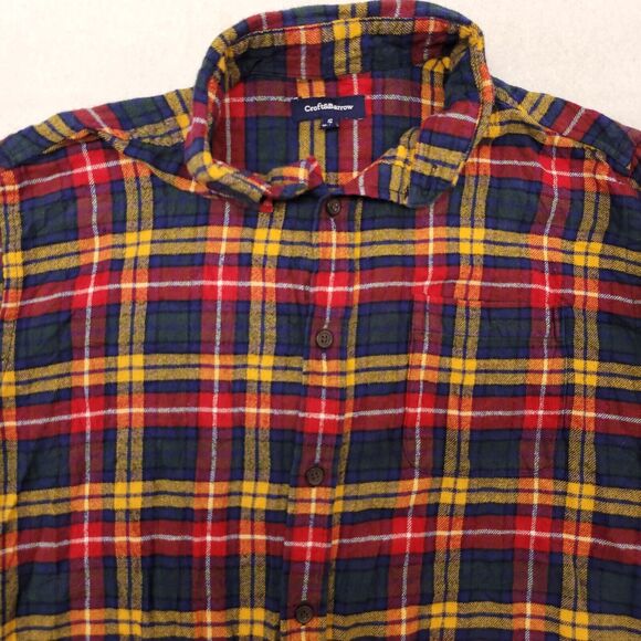 Croft & Barrow Madras Flannel Button Up Shirt Mens Size Medium M Blue Red Yellow - Picture 1 of 10